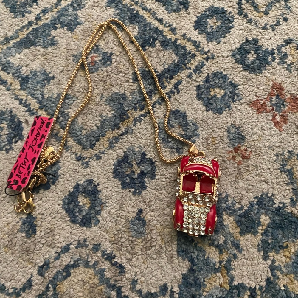 Betsey Johnson Red and Gold Car Necklace